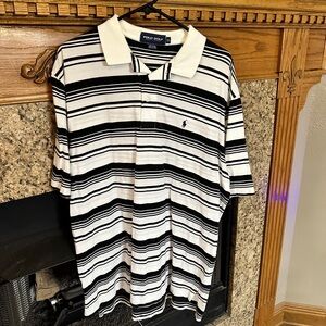 Polo by Ralph Lauren Men's Black and White Striped Polo Shirt